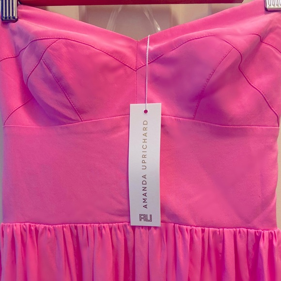 Amanda Uprichard Hot Pink Gisele Midi Dress - Picture 10 of 17